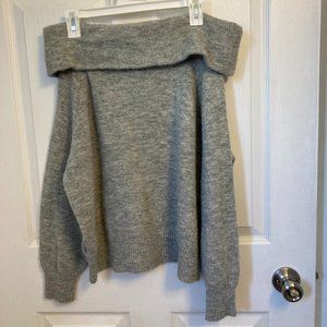 Off the Shoulder Gray Sweater- Womens